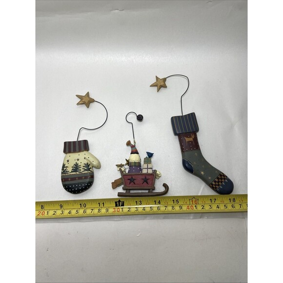 Blossom Bucket Christmas Ornaments Lot of 3 Cat in Sleigh Stockings No tags EUC - Picture 6 of 9